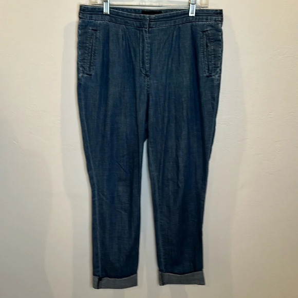 JCREW JEAN CHAMBRAY TROUSER PANTS JEANS RELAXED FIT SIZE 8 - Picture 1 of 7